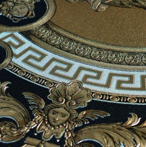Versace Black/Gold Baroque Non-Woven artistic round ornaments Wallpaper by Luxury Group International