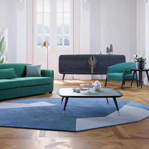 Table Basse de Luxe Noire et Verte avec Accents en Laiton Antique et Plateau en Marbre par Luxury Group International