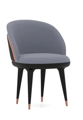 Sedia da Pranzo Moderna Imbottita Nero Grigio di Lusso con Design a Finitura Rame Vista laterale di Luxury Group International