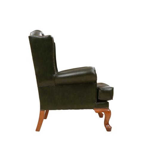 Sofá de cuero negro de lujo con respaldo Chesterfield capitoné profundo y respaldo alto con orejas - Muebles para sala de estar Vista lateral por Luxury Group International