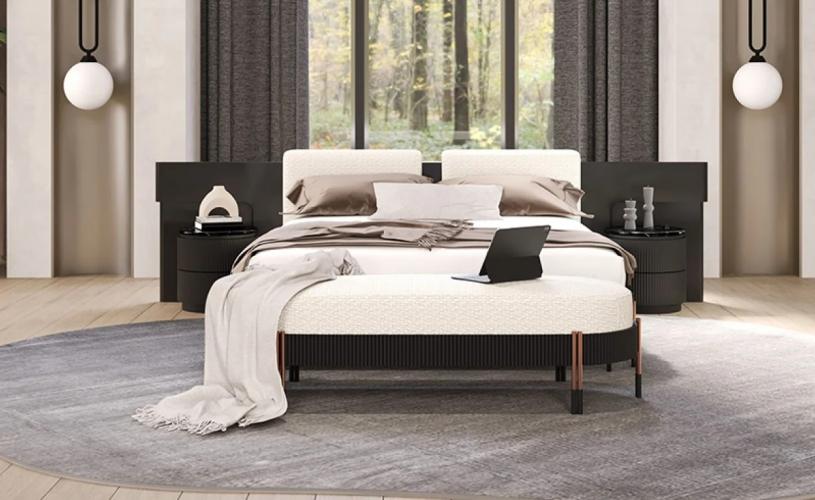Luxury Black Modern Bedroom Set with Integrated Nightstands – Luxury Bedroom Furniture by Luxury Group International