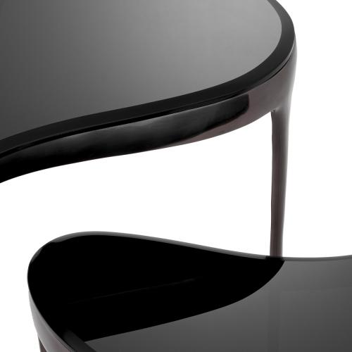 Luxury Black Nickel Finish Nesting Side Table Set Of 2 with Glass Top by Luxury Group International