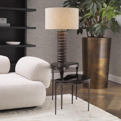 Luxury Black Nickel Finish Nesting Side Table Set Of 2 with Glass Top by Luxury Group International