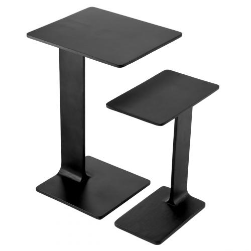 Luxury Black Rectangular Gunmetal Nesting side Table set of 2 by Luxury Group International