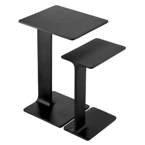 Luxury Black Rectangular Gunmetal Nesting side Table set of 2 by Luxury Group International