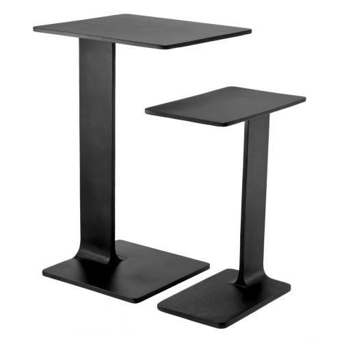 Luxury Black Rectangular Gunmetal Nesting side Table set of 2 by Luxury Group International
