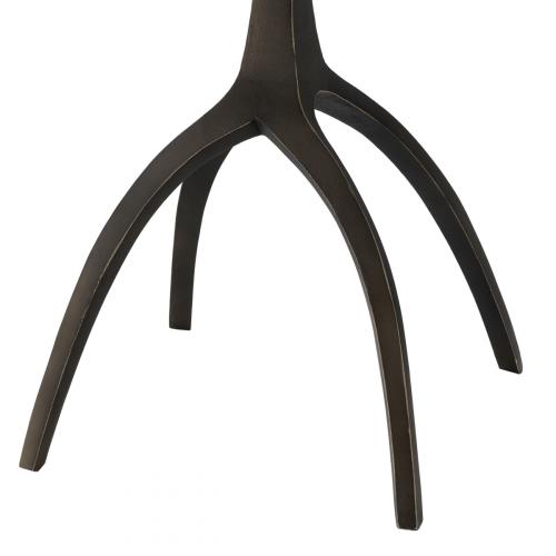 Luxury Black Round Top Raised Edge Bronze Finish Side Table with Sculptural Branch Base by Luxury Group International