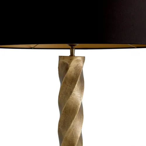 Luxus Stehlampe mit schwarzem Schirm und gedrehtem Spiralstamm in Vintage-Messing-Finish von Luxury Group International