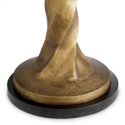 Luxus Stehlampe mit schwarzem Schirm und gedrehtem Spiralstamm in Vintage-Messing-Finish von Luxury Group International