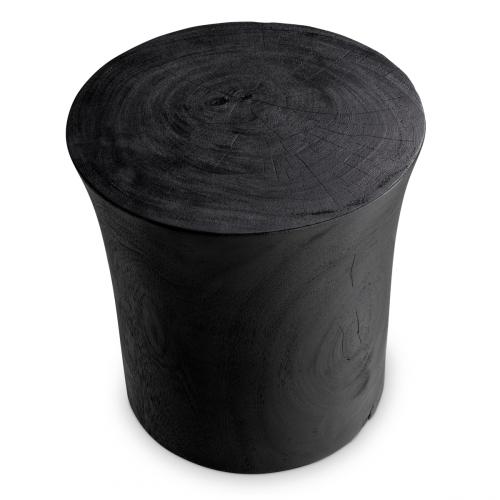 Luxury Black Round Top Solid Wooden Sculpted Side Table by Luxury Group International