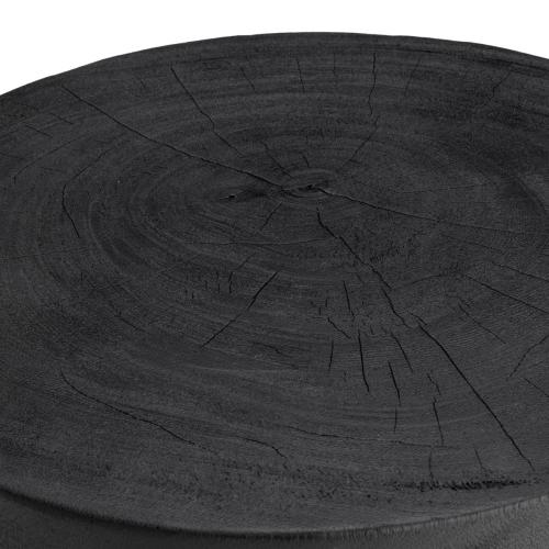 Luxury Black Round Top Solid Wooden Sculpted Side Table by Luxury Group International
