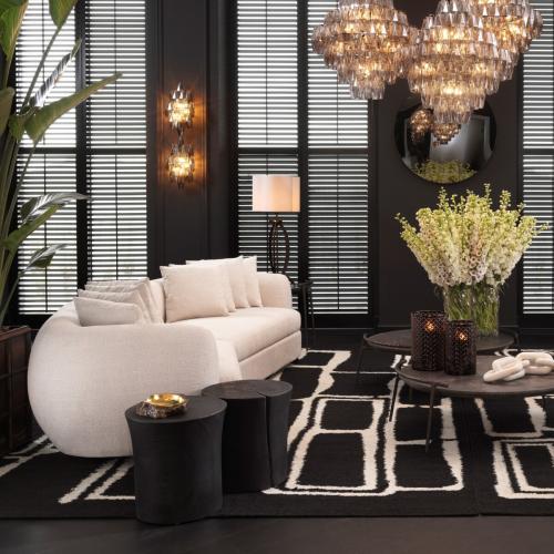 Luxury Black Round Top Solid Wooden Sculpted Side Table by Luxury Group International