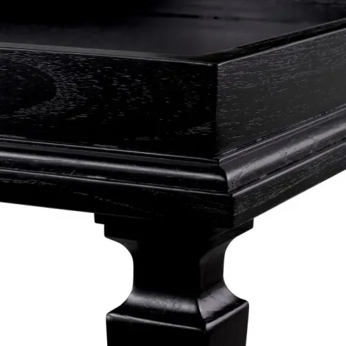 Luxury Black Veneer Rectangular Wooden Bedside Table by Luxury Group International