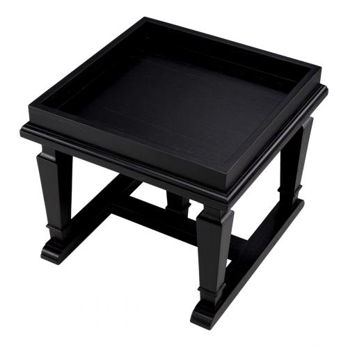 Luxury Black Veneer Rectangular Wooden Bedside Table by Luxury Group International