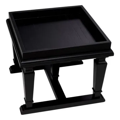 Luxury Black Veneer Rectangular Wooden Bedside Table by Luxury Group International