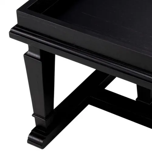 Luxury Black Veneer Rectangular Wooden Bedside Table by Luxury Group International