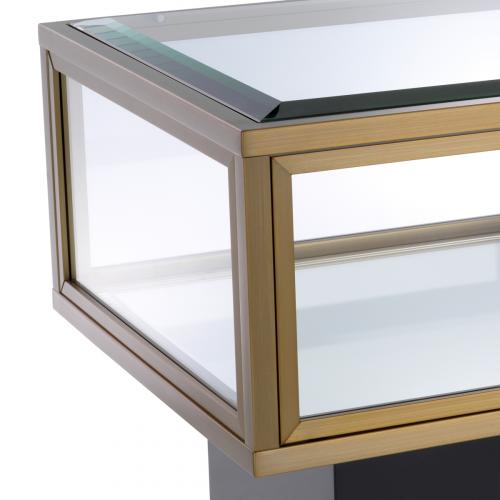 Luxury Brass Glass Display Rectangular Black/Brass/Gray Side Table by Luxury Group International
