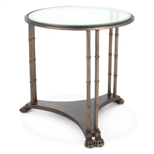 Luxury Bronze Finish Round Side Table With Bevelled Glass Top by Luxury Group International