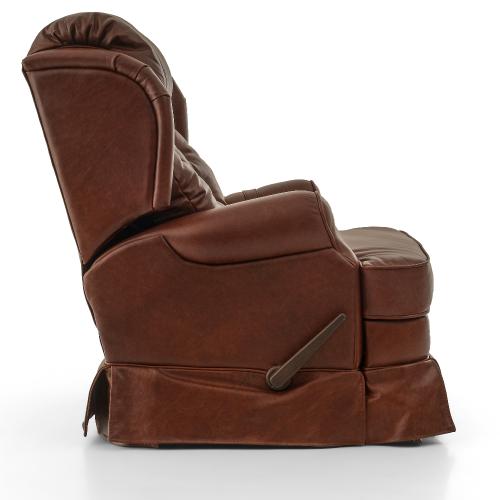 Sofá Reclinable de Cuero Marrón de Lujo con Detalles de Correa y Respaldo Acolchado - Muebles para Sala de Estar Vista lateral por Luxury Group International