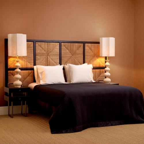 Luxury Brown Oak Veneer Brass Frame Nightstand with 2 Drawers by Luxury Group International