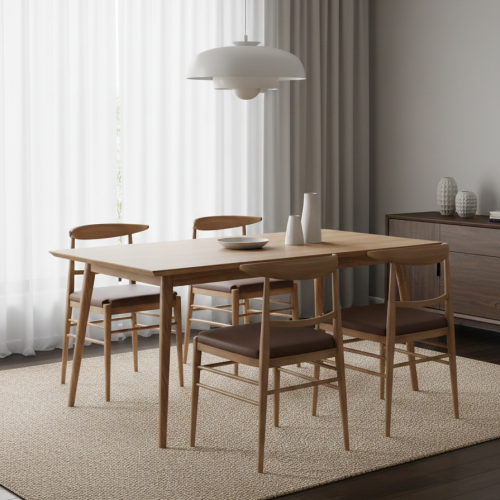Luxury Brown Upholstered Dining Chair with Modern Curved Backrest and Wooden Frame by Luxury Group International