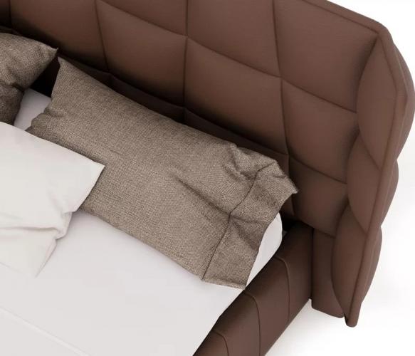 Luxury Brown Upholstered King Size Designer Bed with Padded Headboard – Modern Luxury Bed by Luxury Group International