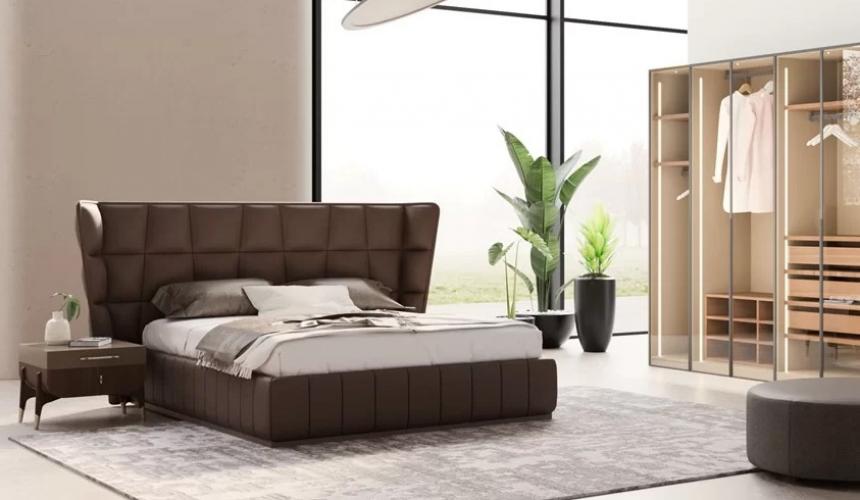 Luxury Brown Upholstered King Size Designer Bed with Padded Headboard – Modern Luxury Bed by Luxury Group International
