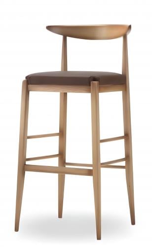 Luxuriöser brauner Polsterhocker mit modernem, geschwungenem Rückenlehne und Holzrahmen von Luxury Group International