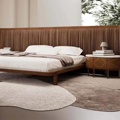 Luxury Brown Wooden Pleated Headboard Hotel Bed-Luxury Bedroom by Luxury Group International