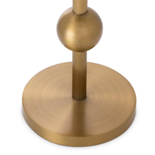 Luxury Brushed Brass Round Mirror Glass Top Side Table by Luxury Group International