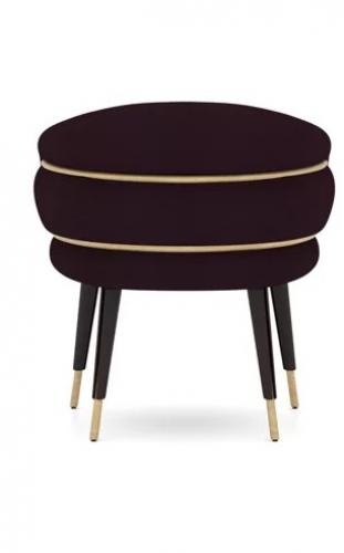 Luxury Burgundy Velvet Dining Armchair with Gold Accents & Black Legs by Luxury Group International