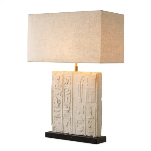 Lampada da tavolo in ceramica di lusso con paralume bianco antico / beige H. 79 cm di Luxury Group International
