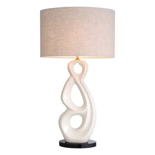 Lampada da tavolo di lusso in ceramica bianca con paralume ovale H. 89 cm di Luxury Group International