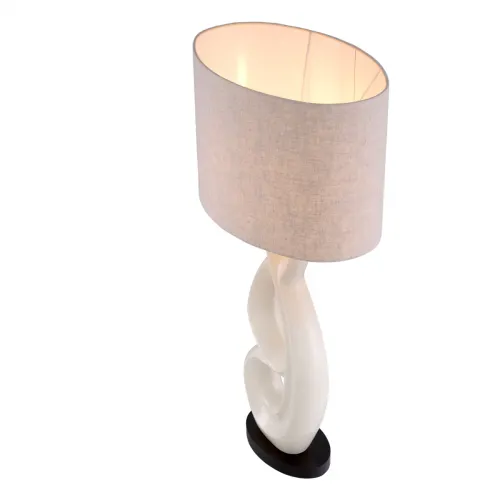 Lampada da tavolo di lusso in ceramica bianca con paralume ovale H. 89 cm di Luxury Group International