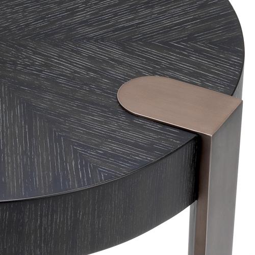 Luxury Charcoal Oak Bronze Round Side Table by Luxury Group International