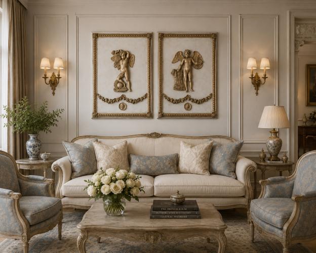 Luxus Cherub Relief Wandkunst-Panel mit neoklassischem europäischem Design von Luxury Group International