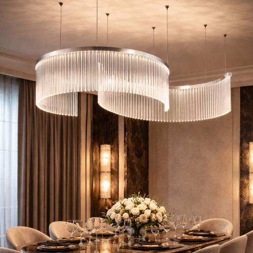 Luxury Chrome Finish Raindrop Half Circle Design Modern ACrystal Chandelier by Luxury Group International