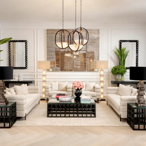Luxury Classic Black & Clear Glass Top Wooden Bed Side Table by Luxury Group International