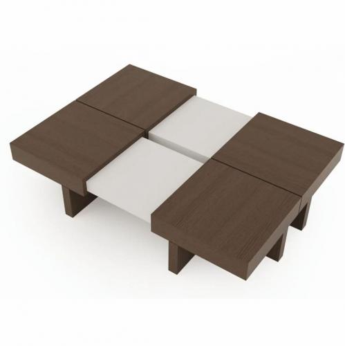 Table Basse de Luxe Marron / Blanc 100-140 cm - Table de Salon Extensible pour Maisons Modernes par Luxury Group International