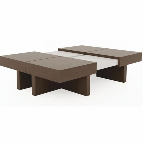 Table Basse de Luxe Marron / Blanc 100-140 cm - Table de Salon Extensible pour Maisons Modernes par Luxury Group International