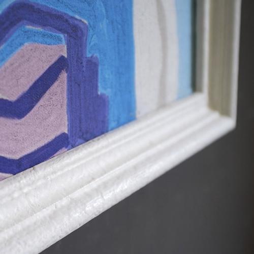 Luxuriöse Bunte Abstrakte Kubistische Wandkunst mit Modernem Weißem Rahmen von Luxury Group International