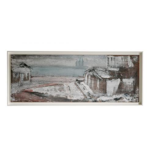 Luxury Abstract Coastal Village Wall Art with Textured Monochrome Landscape Design by Luxury Group International