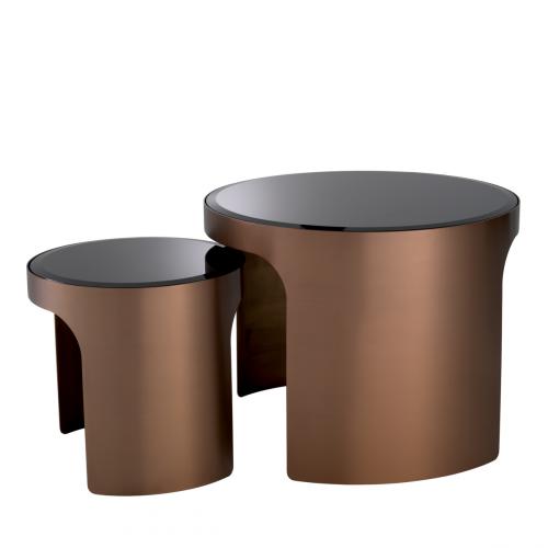 Luxury Copper/Black Glass Nesting Side Table Set of 2 by Luxury Group International