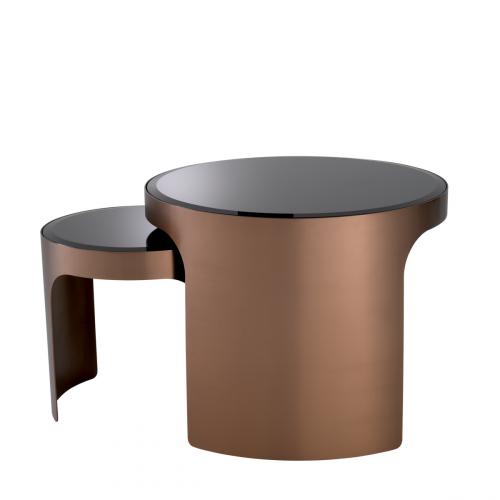 Luxury Copper/Black Glass Nesting Side Table Set of 2 by Luxury Group International