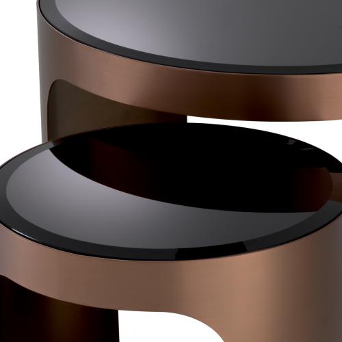 Luxury Copper/Black Glass Nesting Side Table Set of 2 by Luxury Group International