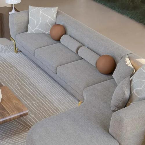 Luxury Corner Sofa Gray / Brass 390 cm - Luxury Sofa - Living Room & Hotel Furniture by Luxury Group International