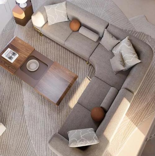 Luxury Corner Sofa Gray / Brass 390 cm - Luxury Sofa - Living Room & Hotel Furniture by Luxury Group International