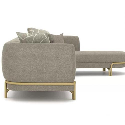 Luxury Corner Sofa Gray / Brass 390 cm - Luxury Sofa - Living Room & Hotel Furniture by Luxury Group International
