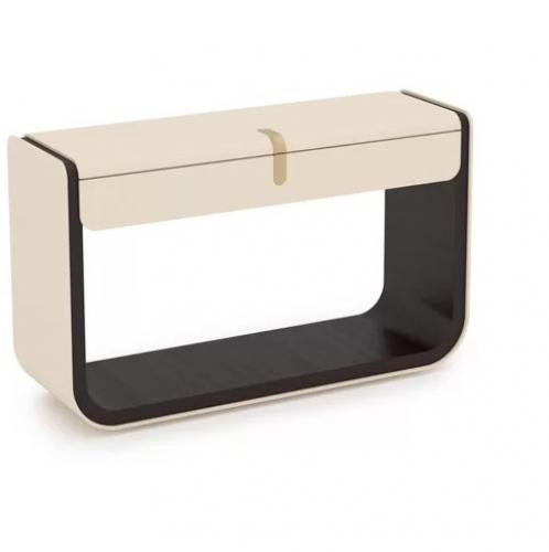 Console de luxe crème et noire avec languette centrale et panneau ouvert encadré par Luxury Group International