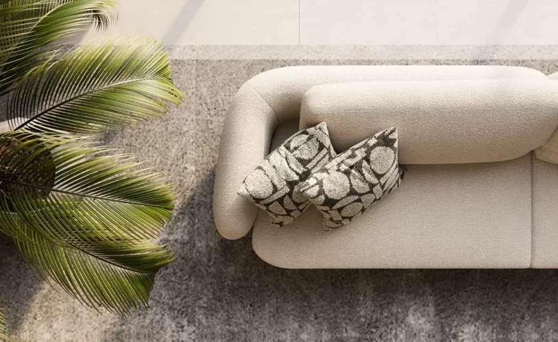 Luxury Cream Curved Sculpted Arms Modern Designer 3 Seater Sofa - Luxury Hotel Furniture by Luxury Group International